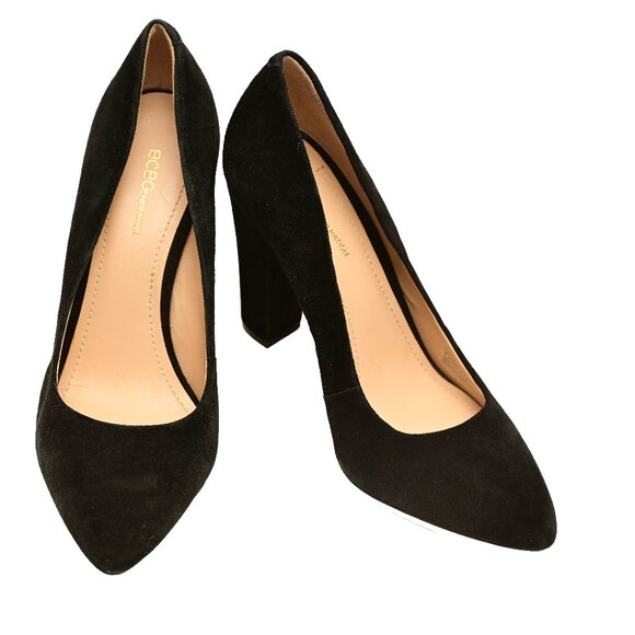 BCBG Shoes - BCBG Black Suede Leather Pumps with Block Heel 7.5 M